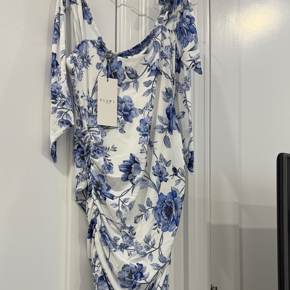 Club L White and Blue Floral Dress
